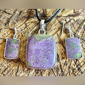 Purpurite Atlantisite Earrings & Pendant Set